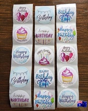 50pcs Colourful Happy Birthday Stickers 2.5cm For gifts Scrapbooking