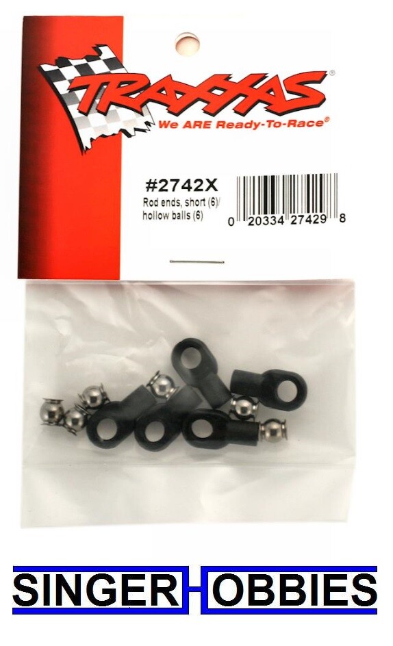 Traxxas 2742X - Rod Ends, short (6)/ hollow balls (6) NEW TRA2742x