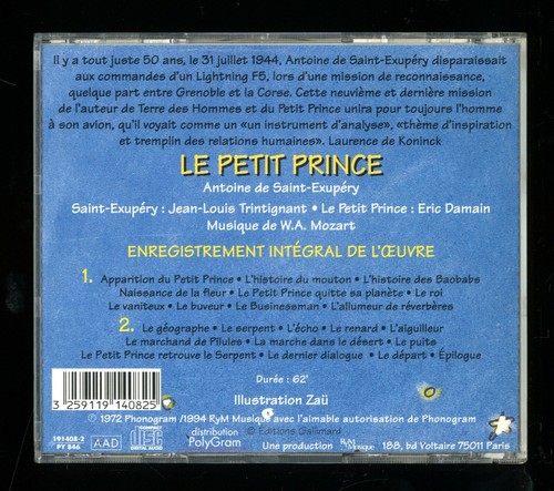 CD ★ JEAN-LOUIS TRINTIGNANT RACONTE LE PETIT PRINCE DE SAINT-EXUPERY ★ ALBUM - Picture 2 of 2