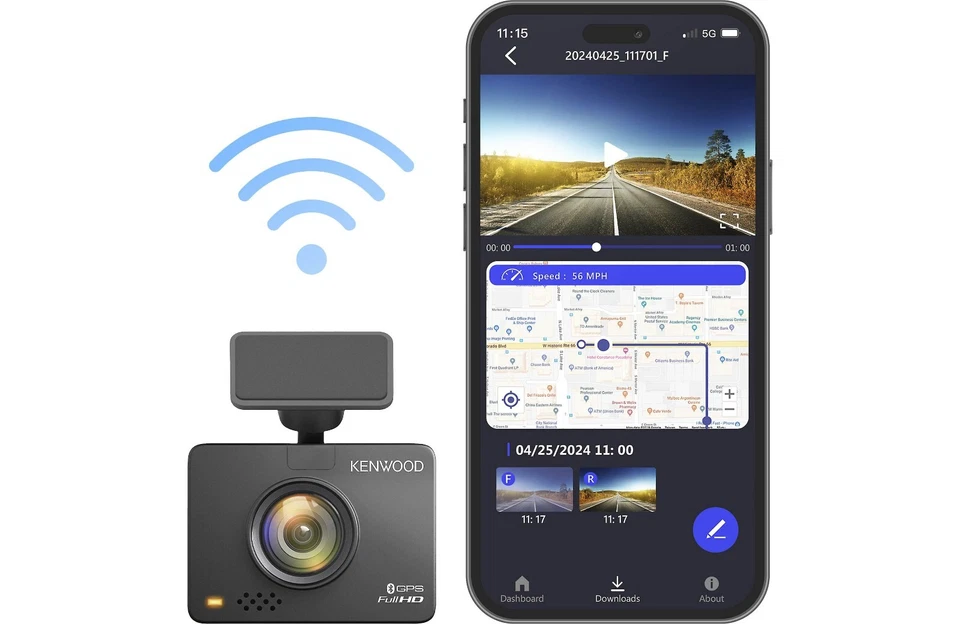 Kenwood DRV-A310W HD dash cam with 2" display, GPS, and Wi-Fi - Image 2 of 4