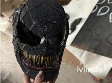 3D Spider-Man 3 Venom Cosplay Mask Prop Helmet Texture Ver Black Chin Movable