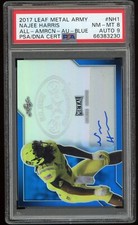 2017 Leaf Metal Army All American Blue  Najee Harris RC 48/50 PSA 8 Auto 9