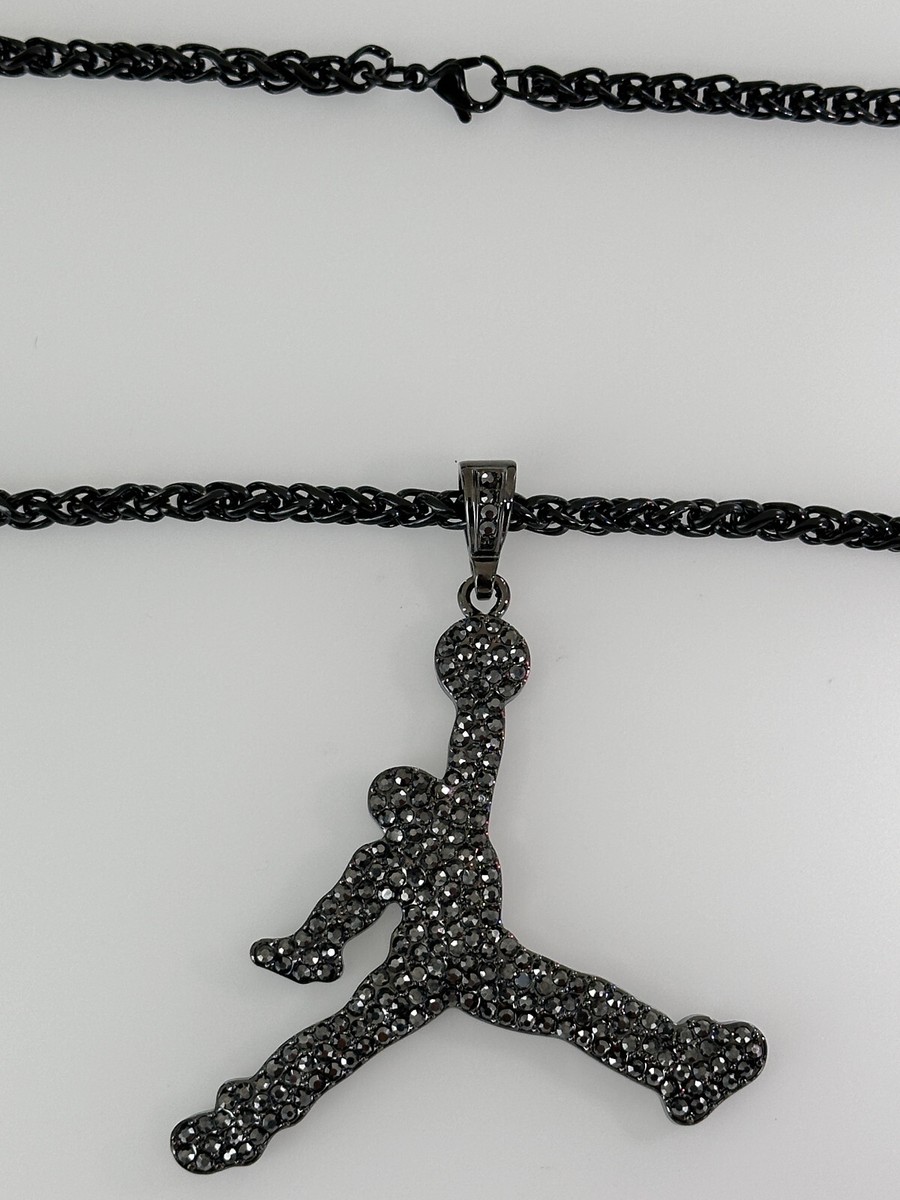 Michael Jordan Black Rhinestones Pendant & 30