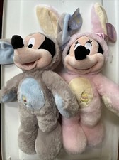 Disney Store Mickey Minnie Mouse Easter Bunny Egg Plush Set Pink Gray
