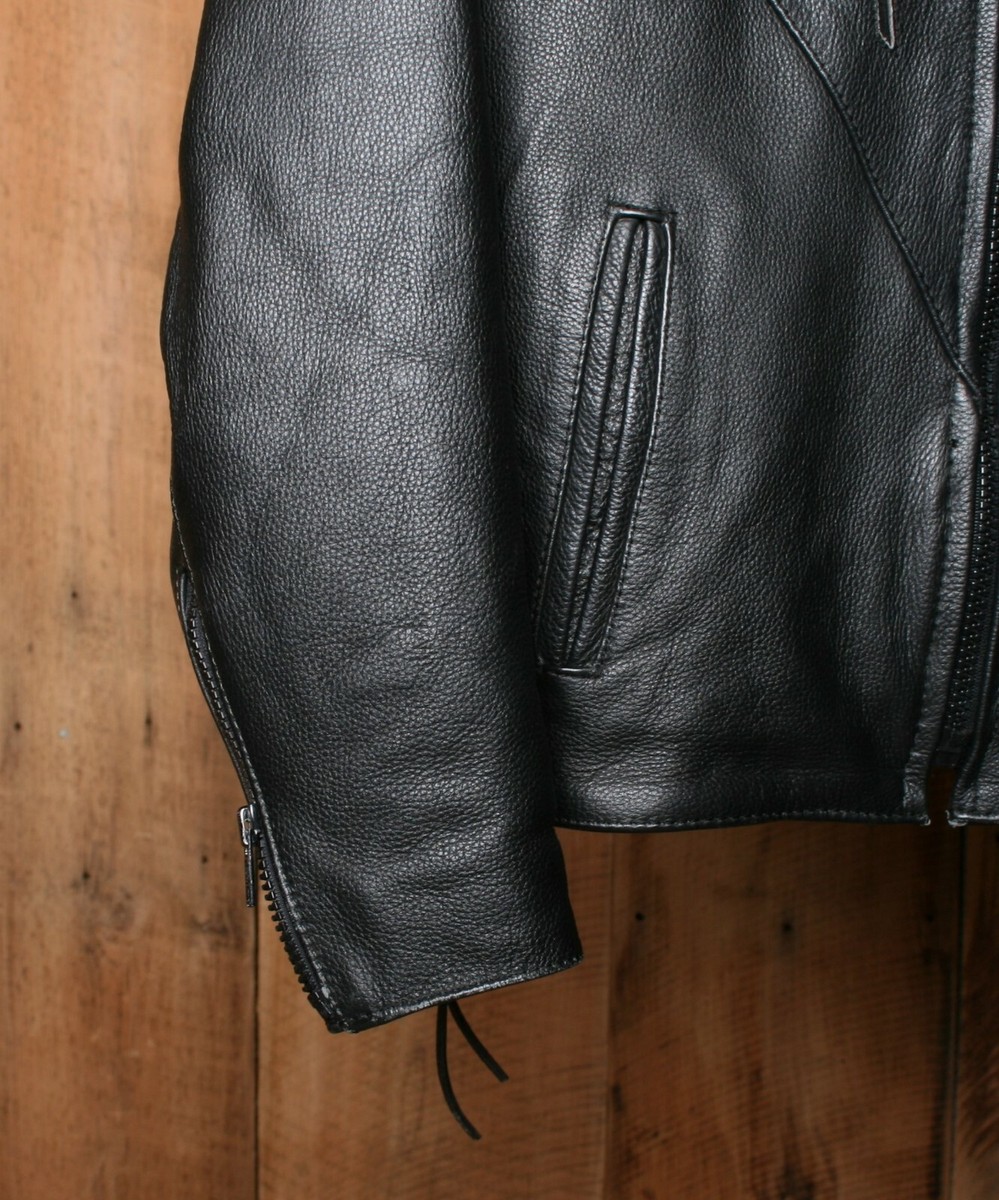 Ameri　BACK SIDE JACKET Mens Vintage American Singer Popstar Black Real Leather