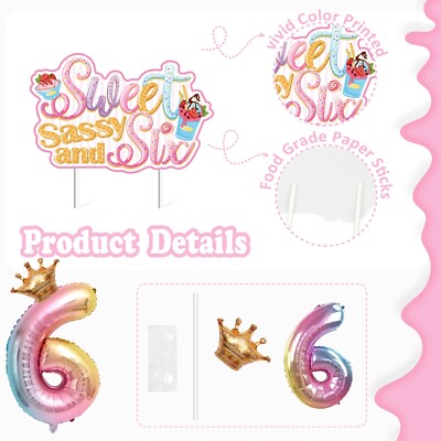 Sursurprise Sweet Sassy And Six Birthday Banner - Pink Glitter Banner For Girls 6th Birthday - View #11