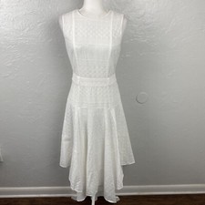 Calvin Klein white embroidered eyelet trapeze midi dress 4