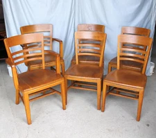 Antique Set of Six solid Oak Chairs – University of Nebraska