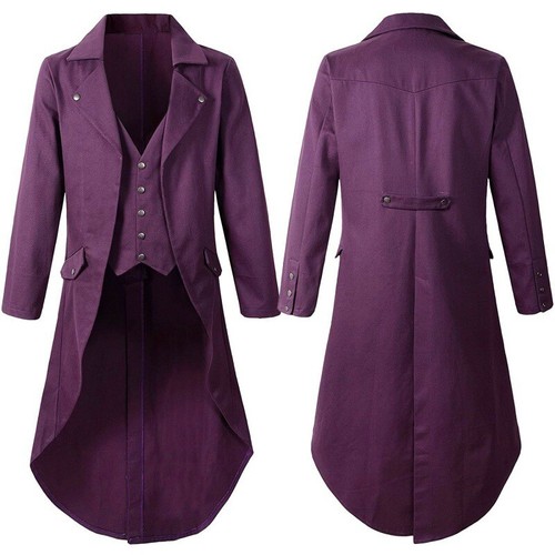 Retro Steam Punk Gothic Windbreaker Men Jacket Coats Fashion Street Cloak Jacket - Picture 11 of 12