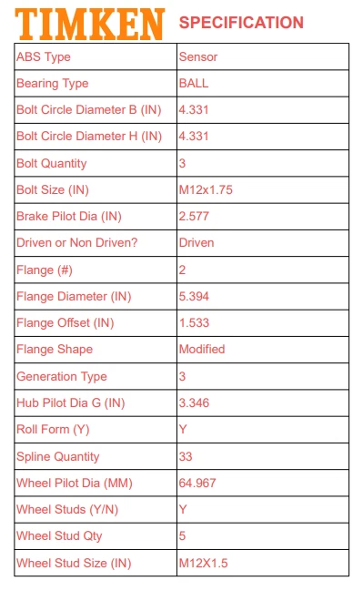 Conjuntos de cojinetes de cubo de rueda delantera TIMKEN para Chevy Cobalt HHR Pontiac G5 Saturn Foto 3 de 4