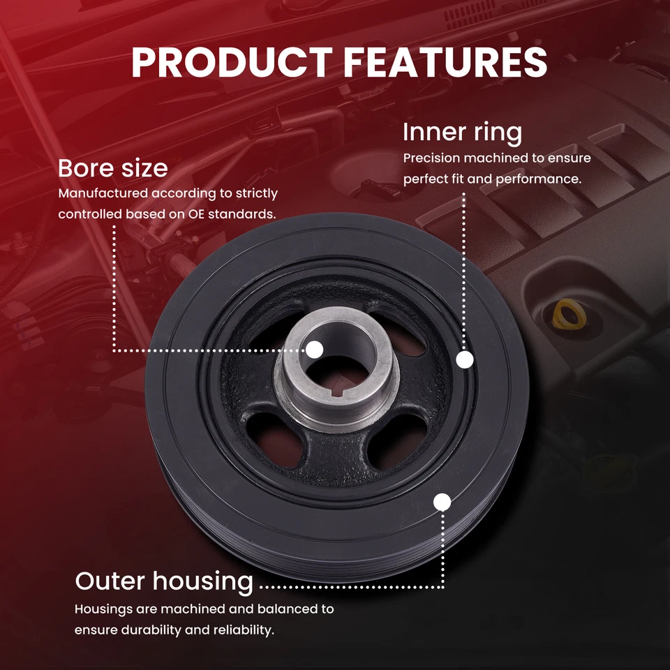 Cinturón serpentino equilibrador armónico para Dodge Journey calibre Jeep Compass Patriot Foto 4 de 4