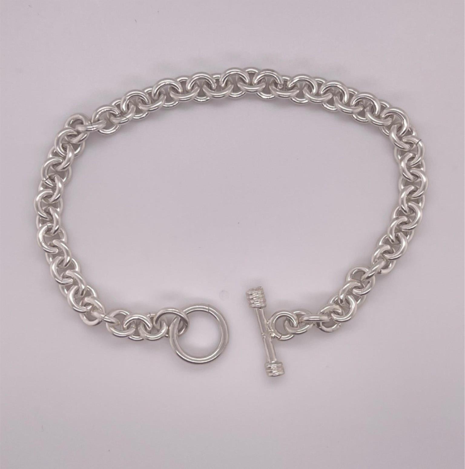 Stackable Sterling Silver Toggle Charm Chain Brac… - image 2