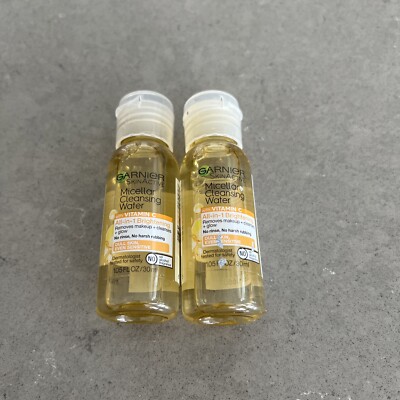 2 Pk Garnier Skin Active Micellar Cleansing Water W/ Vitamin C 1.05oz Travel Sz