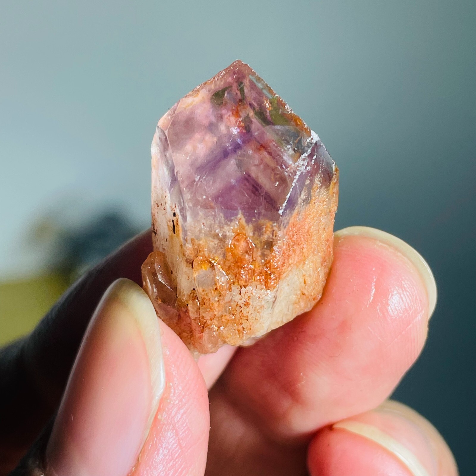 9g Natural Amethyst Pillar Scepter Backbone Pyramid Silver Sountain Particles