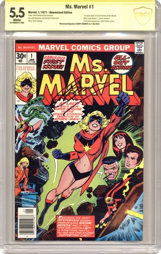 Ms. Marvel #1 CBCS 5.5 Newsstand Witnessed Sig Gerry Conway 1977 23-0B02941-086
