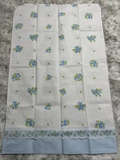 Vintage Pair (2) Lady Pepperell Standard Pillowcases Blue Floral Lace Trim NWOT