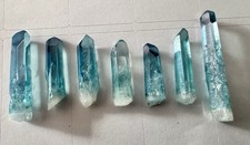 Aqua Aura Quartz Crystal Points - Polished, Assorted set of Seven- 1”- 1.5” long
