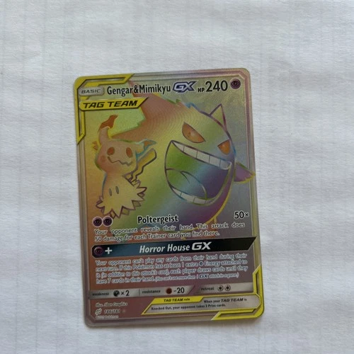 New ListingPokémon Gengar & Mimikyu GX Secret Rare Full Art Holo 186/181 Team Up TCG