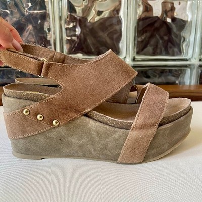 Volatile Suede Slingback Wedge Sandals EU 40 Made in Spain