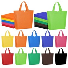 100 Pcs Reusable Grocery Bags with Handles, Multicolor Non Woven Shopping Tote B
