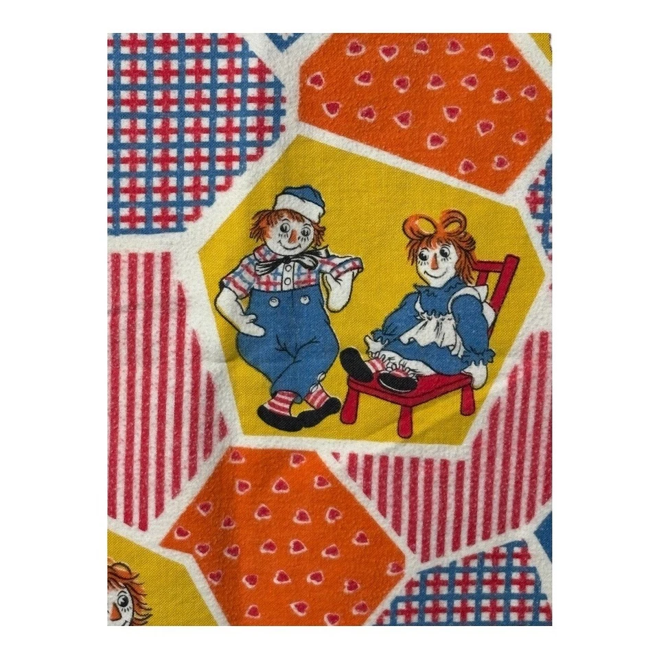 Manta vintage Raggedy Ann & Andy niños bebé colorido estampado de retazos 40x26 Foto 2 de 4