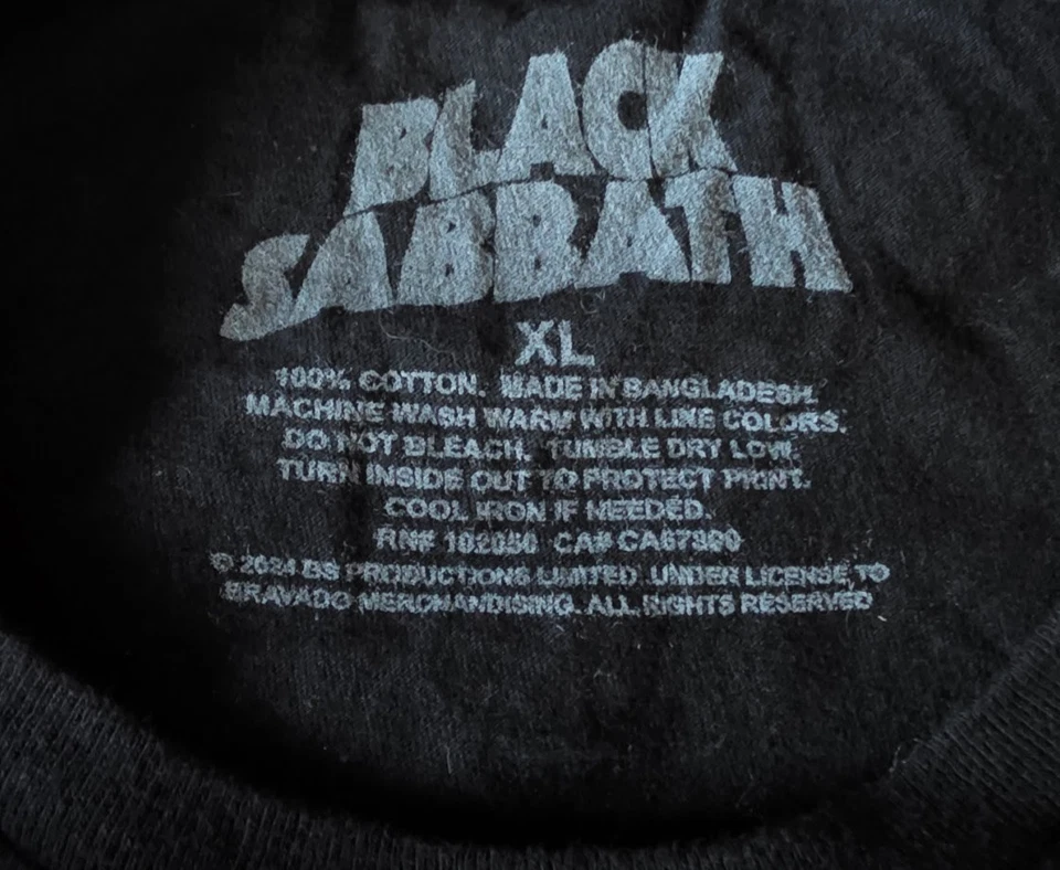 Camiseta Oficial Black Sabbath Hombre XL – Negra con Logo Púrpura (2024 Bravado) Foto 3 de 4