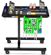 Adjustable Height Mobile Work Table with Rolling Wheels, Rolling Tray Table