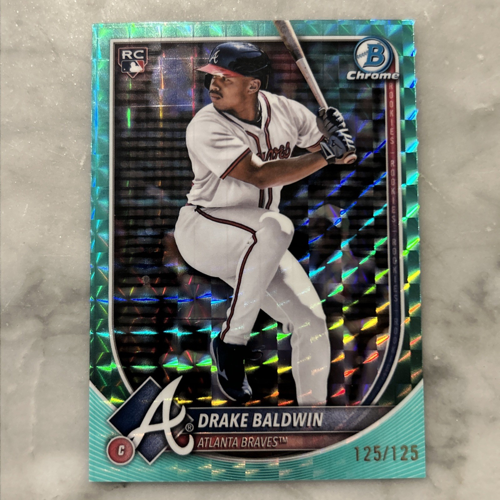 2025 Bowman Chrome Drake Baldwin Aqua Geometric 125/125 bookend #75 RC Braves
