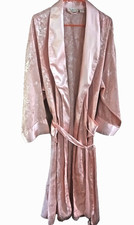 Vintage Victoria's Secret Gold Label Peach Full Length Robe M/L Tasseled Ties
