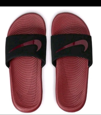 Nike Kawa Slides Kids FJ2250-001 Black Red Size GS- 6Y New Summer Sandals 