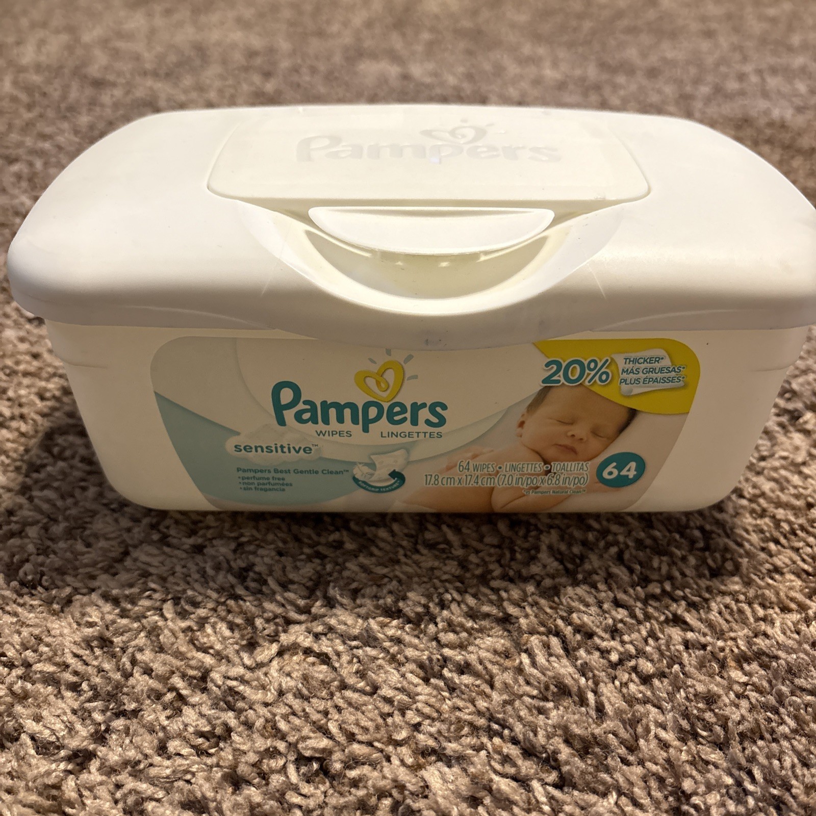 Pampers Sensitive Baby Wipe  White Container Reusable Holder