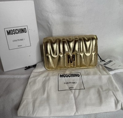 NWT Moschino Gold Leather Evening Bag