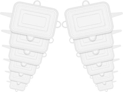 12 Pieces Rectangular Silicone Stretch Lids for Food Storage, 6 Transparent
