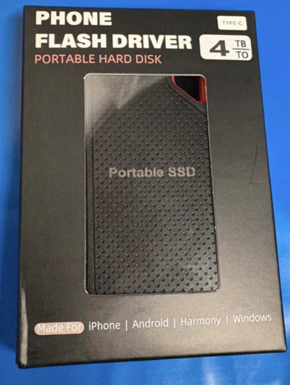 4TB Portable SSD External Solid State Drive, USB 3.1, Type-C, Mass S