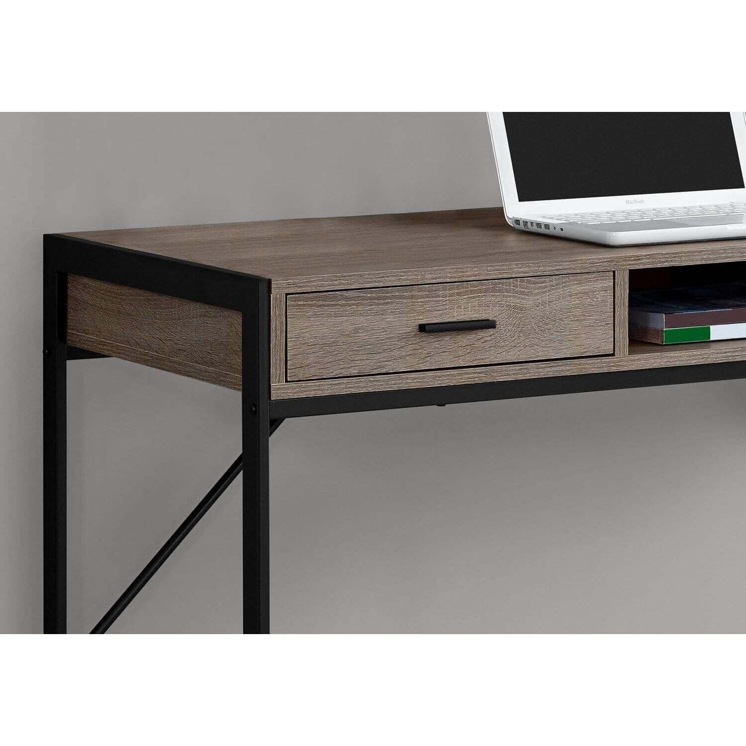 Computer Desk Home Office Laptop Storage Drawers 48"L Work Metal Brown