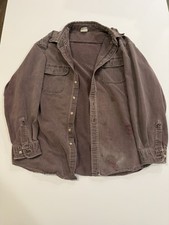 Vtg Carhartt Button Down Shirt Jacket L Thrashed Workwear Distressed Grunge