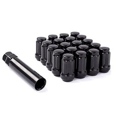 20 PC 12x1.25 Lug Nuts Black 6-Spline Compatible with Nissan M12x1.25, Black