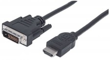 Manhattan Hdmi To Dvi-D 24+1 Cable 2M Male To Male Black Dual Link Compatible Wi