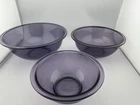 Pyrex Amethyst Purple Glass Mixing Bowl Set 3 Nesting Bowls 10" 8" 6"