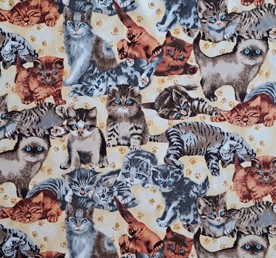 1 Yard Hoffman Whiskers & Paws Kitty Cats 100% Cotton Sewing Fabric Cat