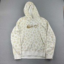 Nike Hoodie Womens Large Yellow Animal Print Hooded Sweatshirt Pullover