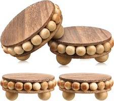 Wooden Display Risers Set of 4, Rustic Pedestal Stands for Home Decor