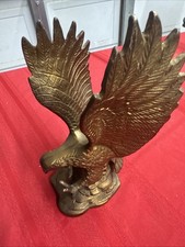 Brass Eagle Landing On Rock American Bald Patriotic Decor Solid Heavy 9”