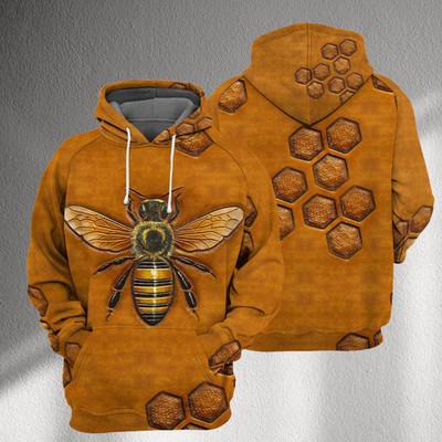 Honey Bee Print 3D Hoodie Insect Nature Animal Graphic