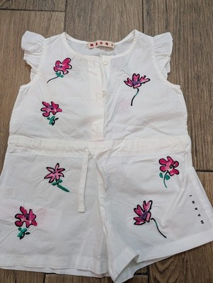 Marni Baby Cotton White Floral Romper New Without Tags