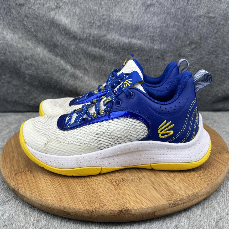 Under Armour Curry 30 Zapatos Niños Talla 5Y Azul Blanco Amarillo Tenis de Baloncesto Foto 3 de 4