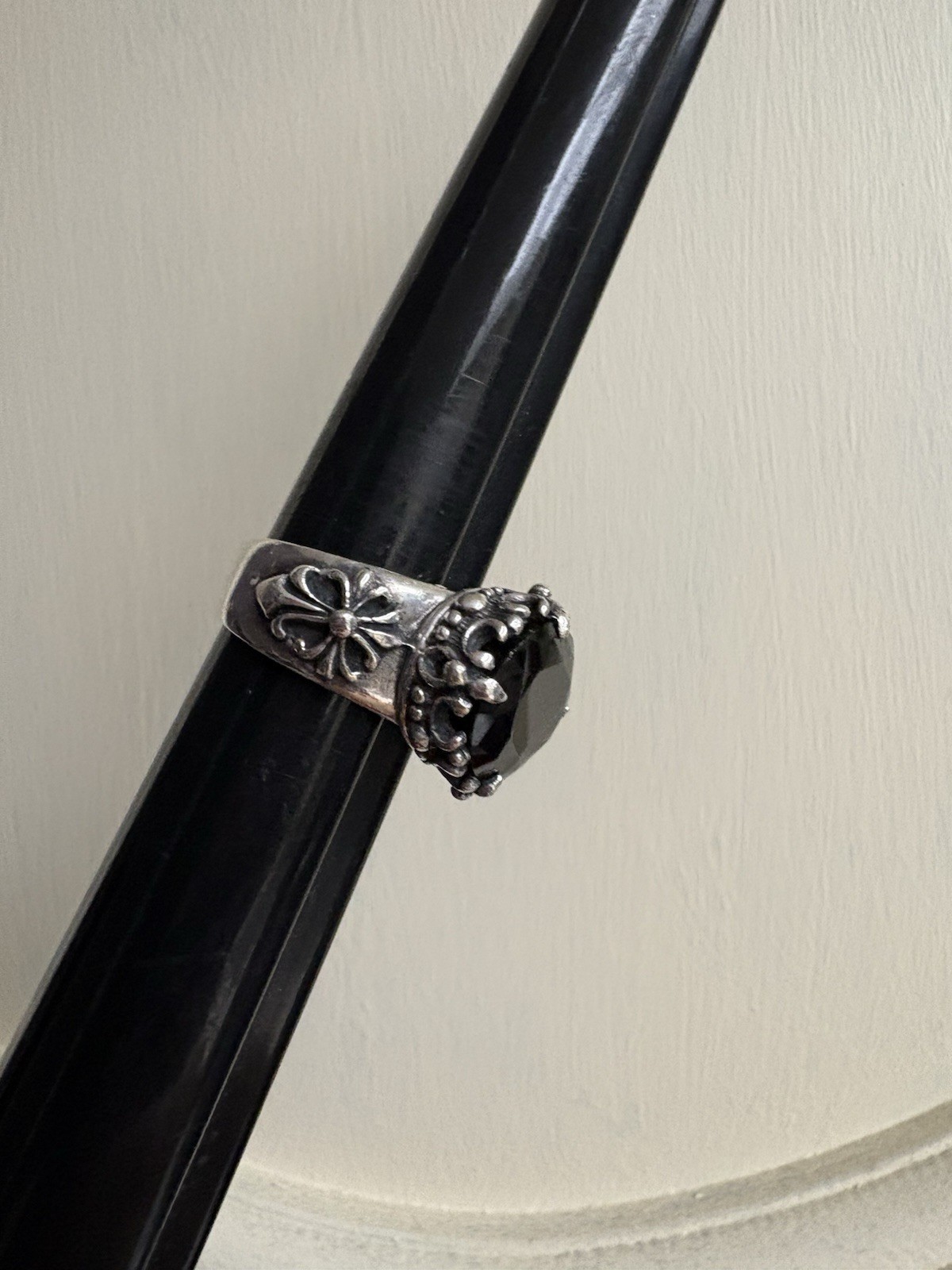 Solid Heavy Sterling Silver Ring Black Stone Very… - image 7