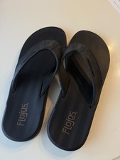 Flojos Men's Size 13 Brown Leather Insole Thong Flip Flops