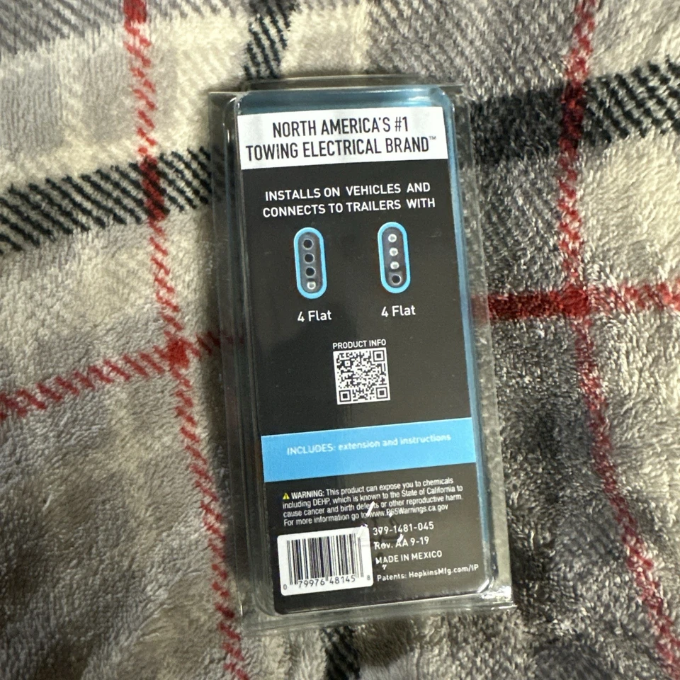 Extensión adaptador conector remolque plano Hopkins 48145 4 hilos, 12" de largo nuevo en caja Foto 2 de 4