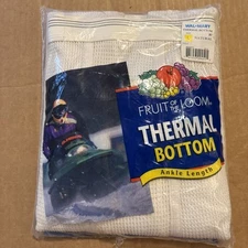 VTG Fruit Of The Loom Mens Large Thermal Bottom New Natural Ankle Length 2001
